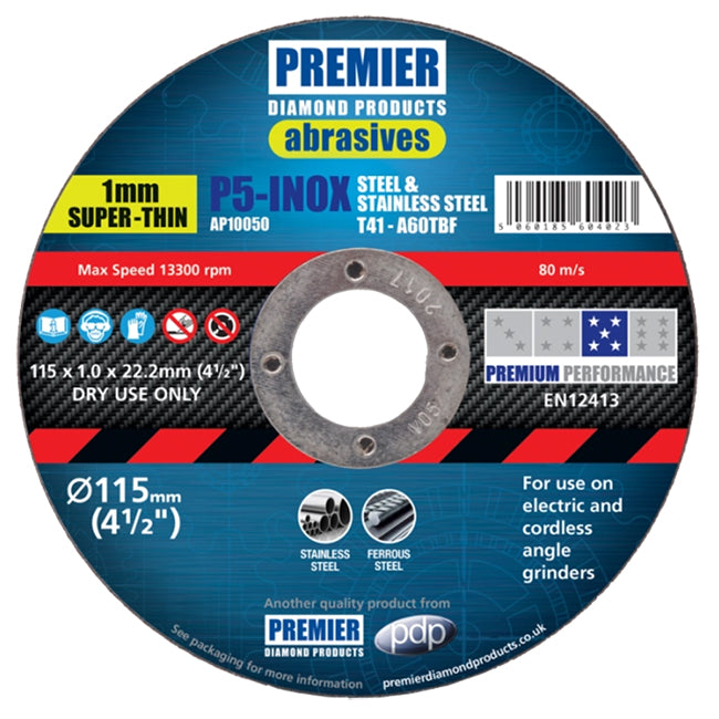 PREMIER 115 X 22.2 X 1mm INOX BLADE TIN OF 10 P5-INOX