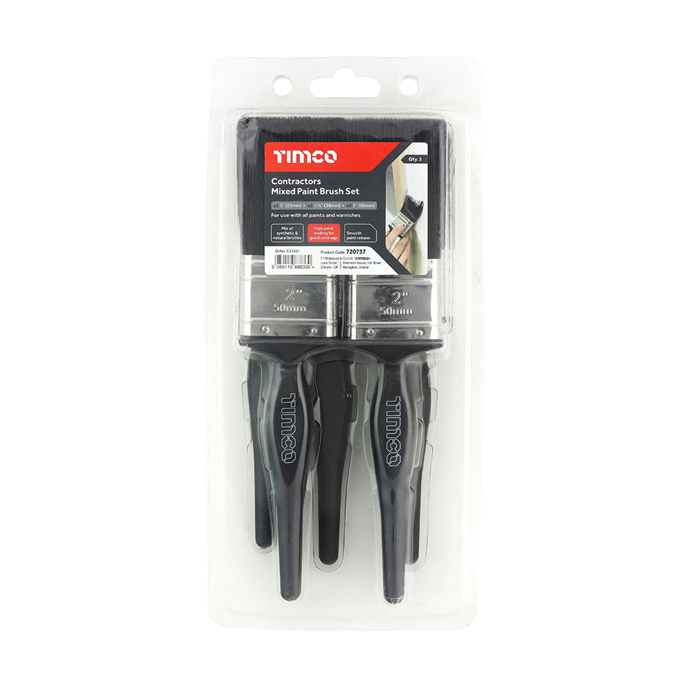 720737 CONTRACTORS 5 PIECE PAINT BRUSH MIXED SET