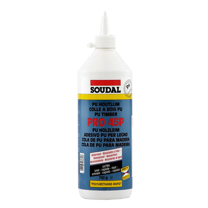 SOUDAL PRO 45P D4 PU ADHESIVE 108765 5-10 MINUTE BROWN 750G