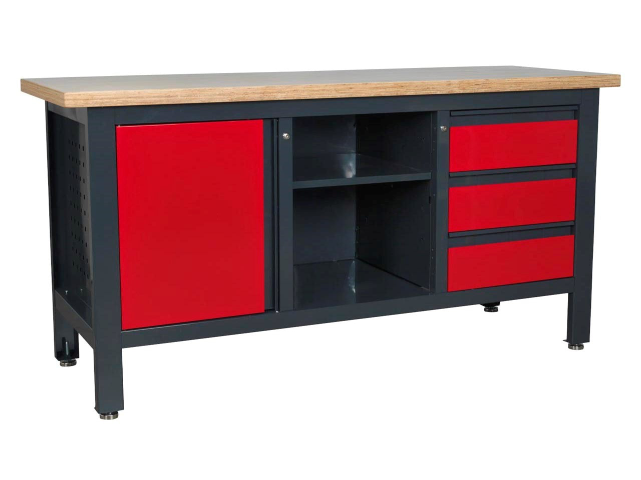 Workstation with 3 Drawers, 1 Cupboard & Open Storage