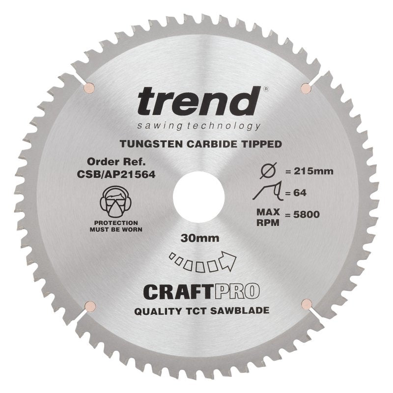 CSB/AP21564 215MM 64T 30 ALUM/PLASTIC CUT BLADE