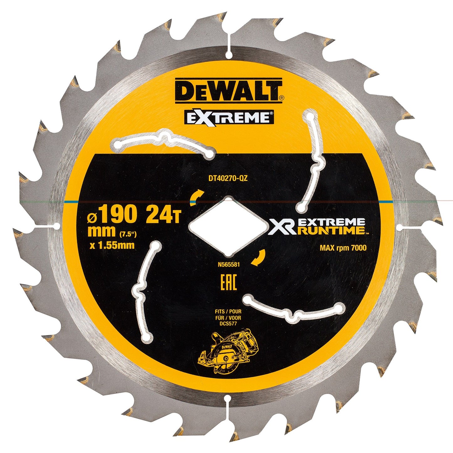 XR 190mm x Diamond Bore x 24T CIRCULAR SAW BLADE DCS577