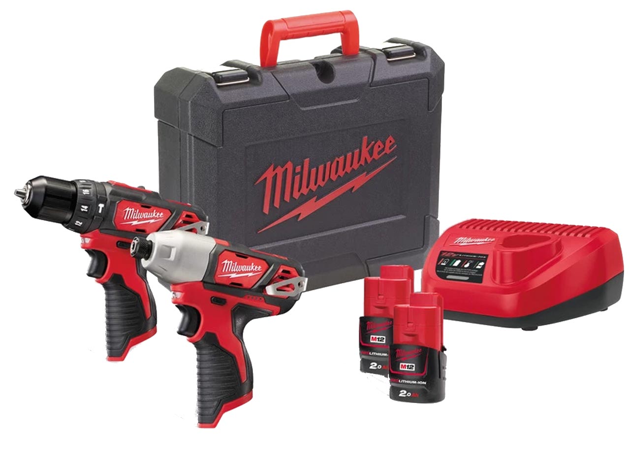MILWAUKEE M12BPP2B M12 TWIN KIT M12BPD M12BID 2 X 2AH