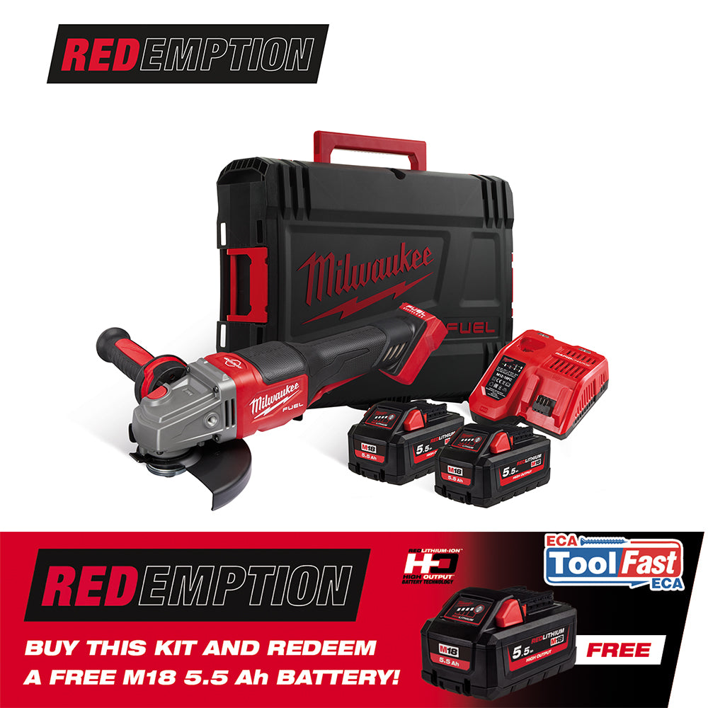 MILWAUKEE M18FHSAG125 M18 18V FUEL GRINDER 2 X 5.5AH