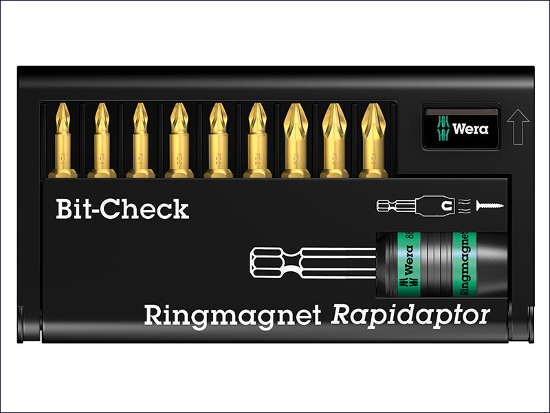 WERA TORSION GOLD BIT SET 10 PIECE C/W RAPIDAPTOR