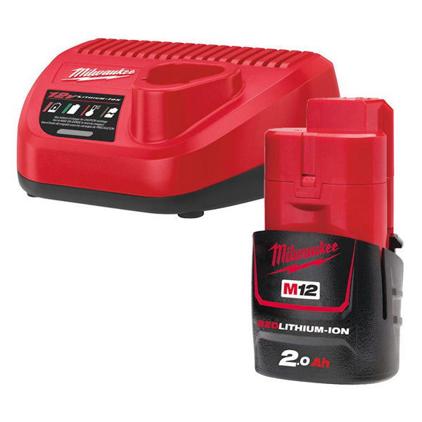 MILWAUKEE M12NRG-201 M12 12V BATTERY + C12C CHARGER