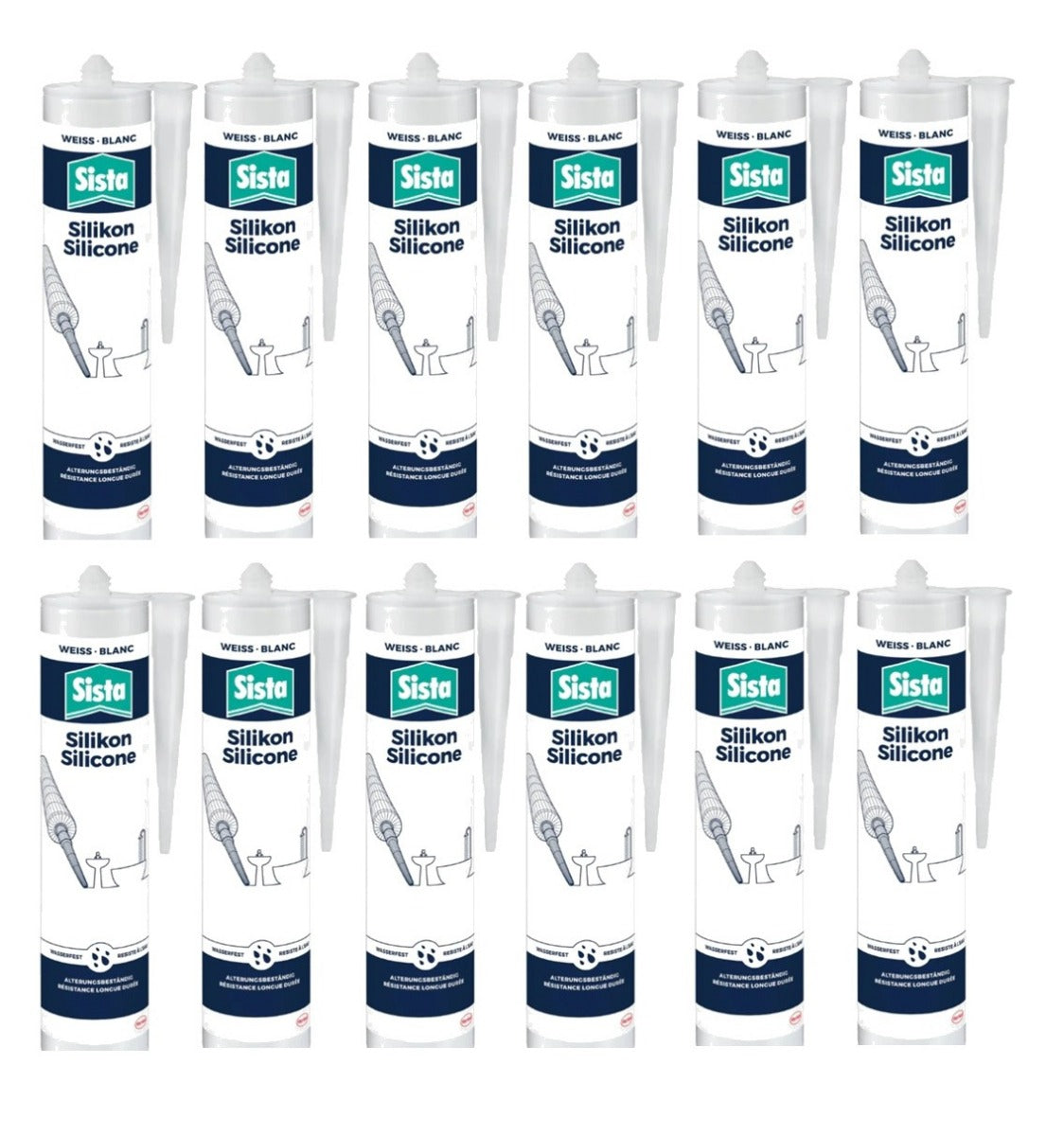 SISTA 3S SILICONE WHITE MULTI PURPOSE SANITARY (BOX OF 12)