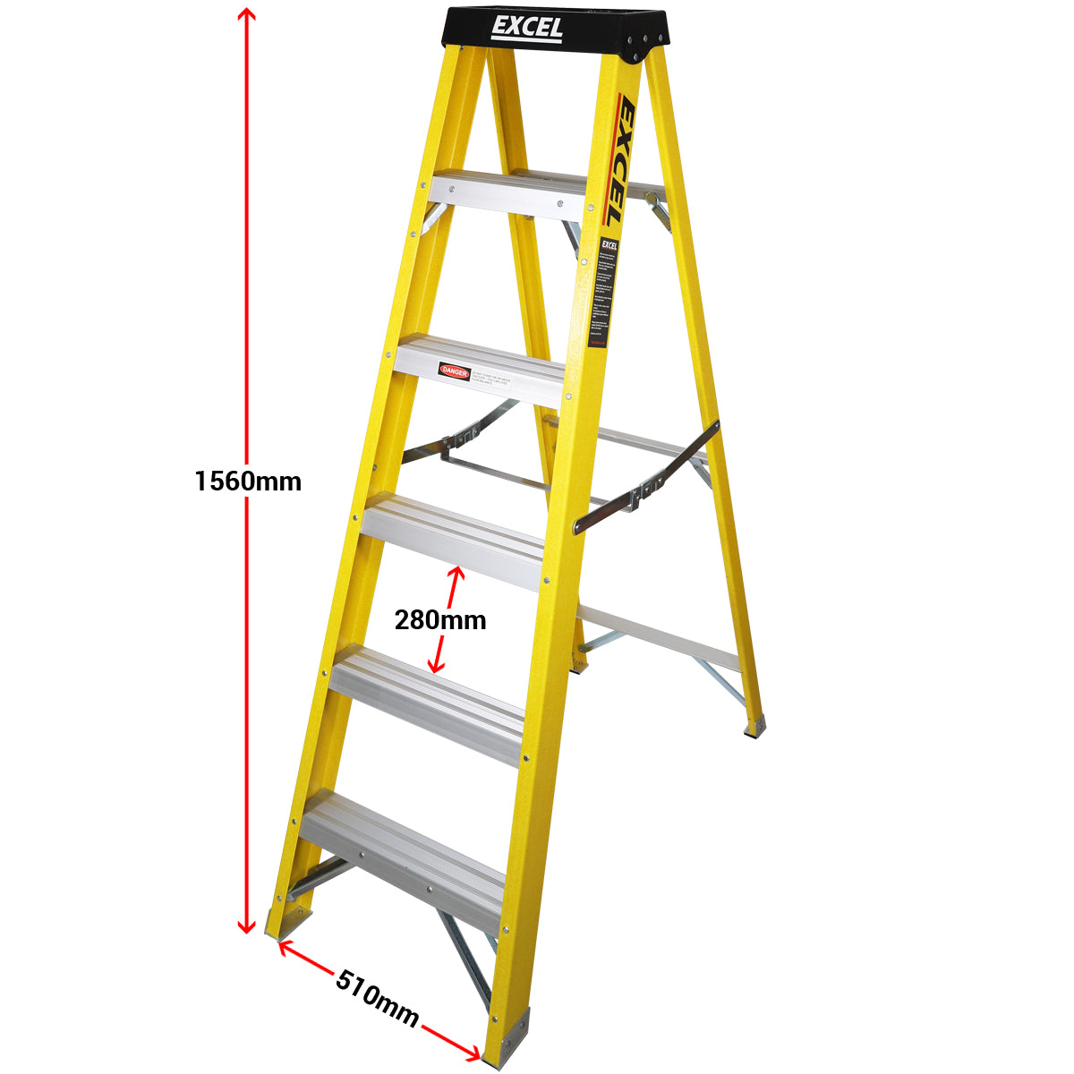 EXCEL 1656 6 TREAD FIBREGLASS LADDER EN131 1.56M HIGH