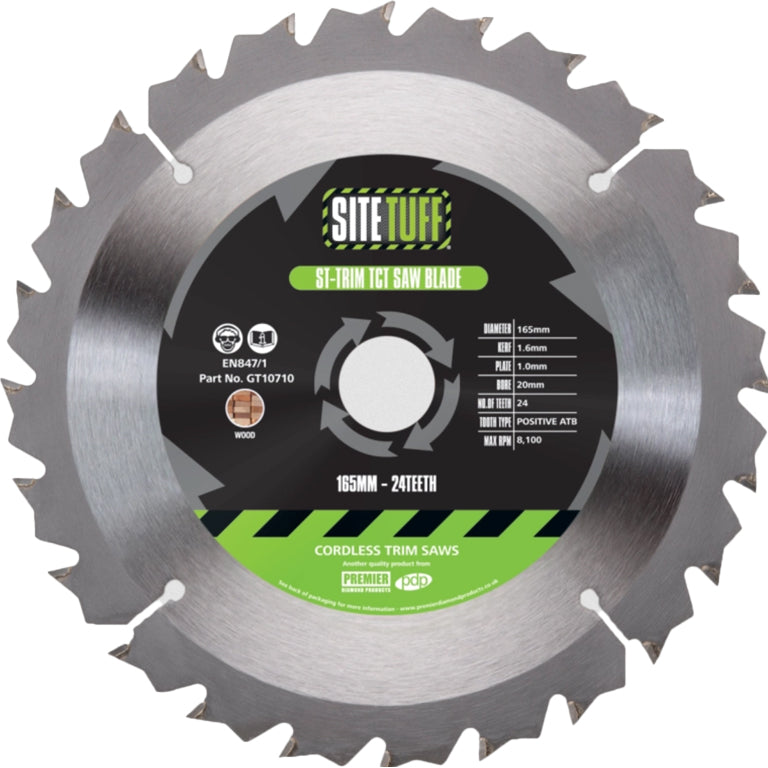 SITE TUFF 190 X 1.6 X 20MM 24T CORDLESS WOOD BLADE ST-TRIM