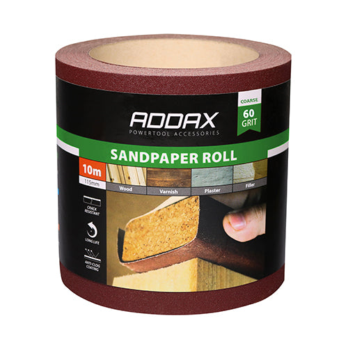 231004 SANDPAPER ROLL 60 GRIT RED 115MM X 10M