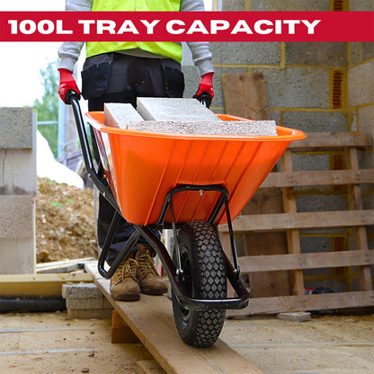 EXCEL 30372 100L WHEELBARROW HEAVY DUTY STEEL FRAME HDPE