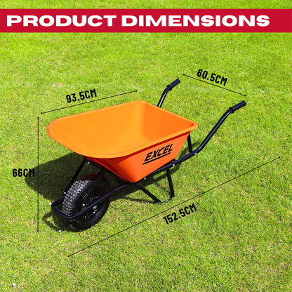 EXCEL 30372 100L WHEELBARROW HEAVY DUTY STEEL FRAME HDPE