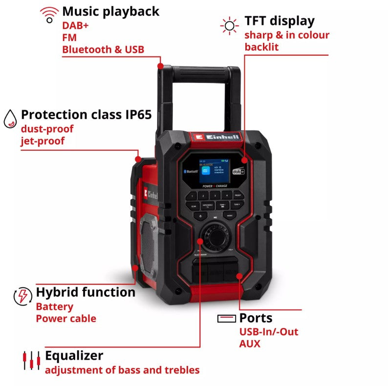 EINHELL PXC 18V DAB SITE RADIO TE-CR 18 LI DAB+/FM/BT