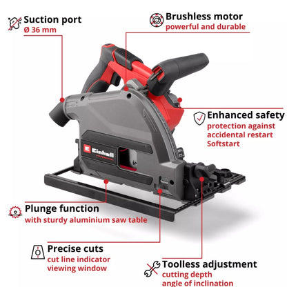 EINHELL PXC 18V PLUNGE SAW BODY 165MM TP-PS 18/165 LI BL