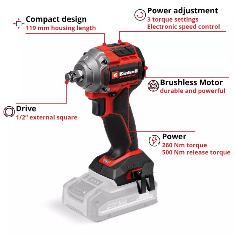 EINHELL PXC 18V IMPACT WRENCH BODY BRUSHLESS 3 SP 260NM