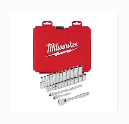 MILWAUKEE 1/4" DRIVE RATCHET AND SOCKET SET 28PC METRIC