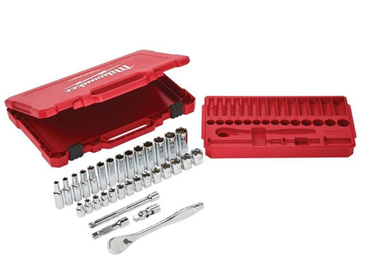 MILWAUKEE 3/8" DRIVE RATCHET AND SOCKET SET 32PC METRIC