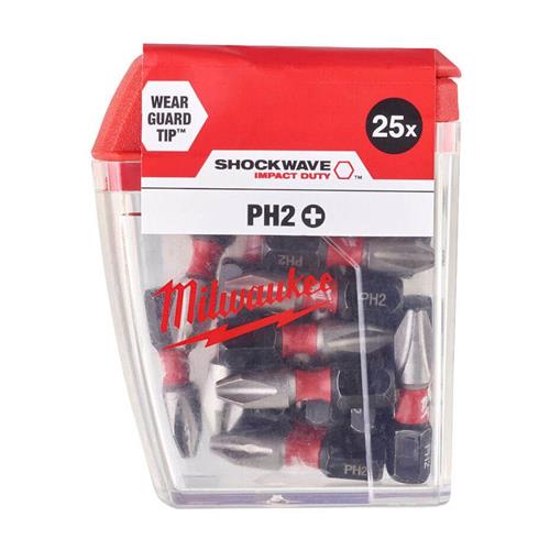 MILWAUKEE 25MM PH2 25PK TICTAC SHOCKWAVE IMPACT BIT SET