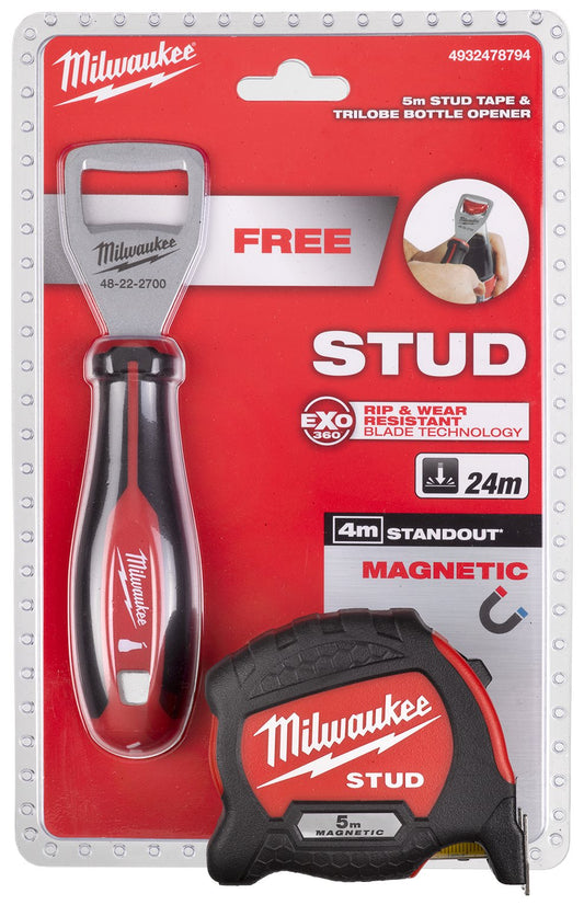 MILWAUKEE STUD TAPE MEASURE 5 METRE PLUS BOTTLE OPENER