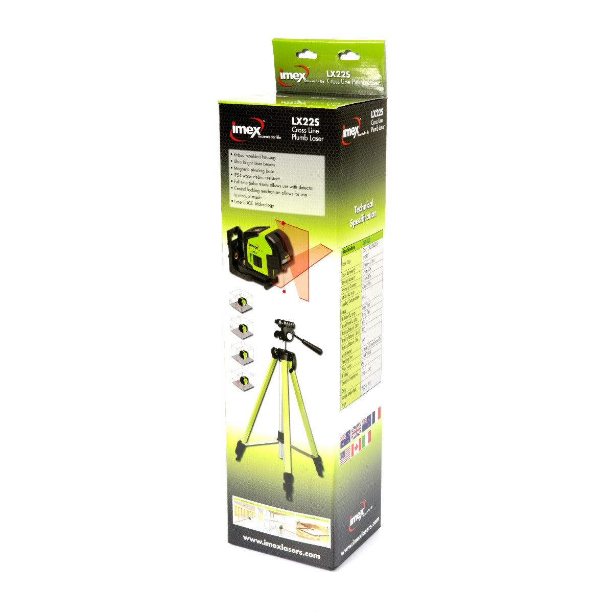 IMEX LX22GS GREEN CROSS LINE LASER / PLUMB C/W TRIPOD