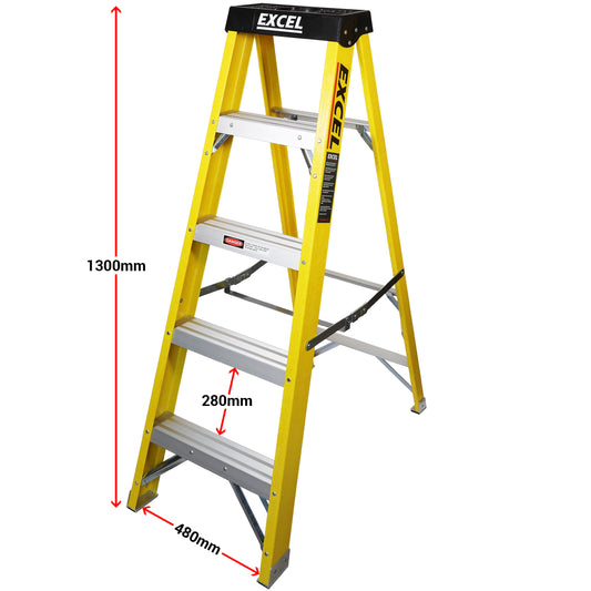 EXCEL 6414 5 TREAD FIBREGLASS LADDER EN131 1.3M HIGH