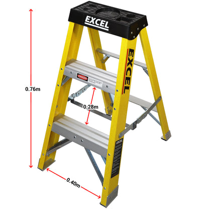 EXCEL 7403 3 TREAD FIBREGLASS LADDER EN131 0.76M HIGH