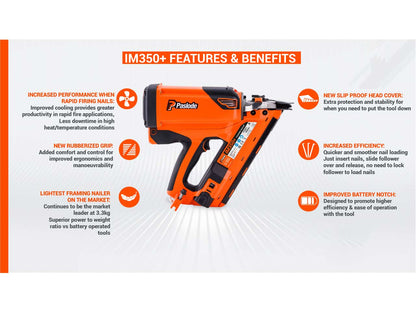 PASLODE IM350+ 906500 1ST FIX FRAMING NAIL GUN KIT 7TH GEN