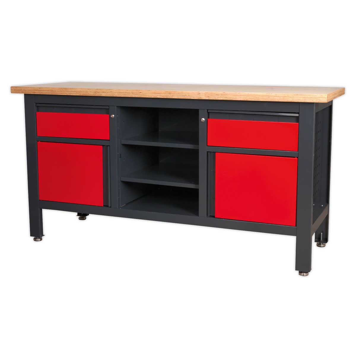 Workstation with 2 Drawers, 2 Cupboards & Open Storage