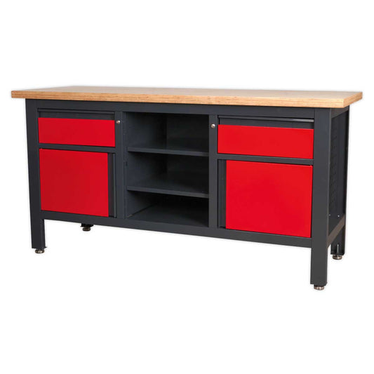 Workstation with 2 Drawers, 2 Cupboards & Open Storage