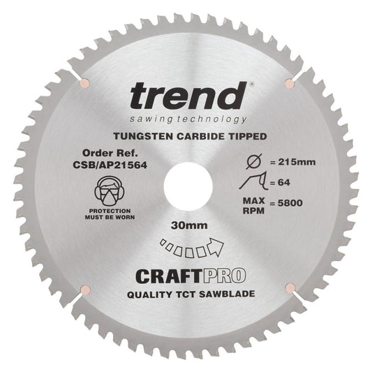 CSB/AP21564 215MM 64T 30 ALUM/PLASTIC CUT BLADE
