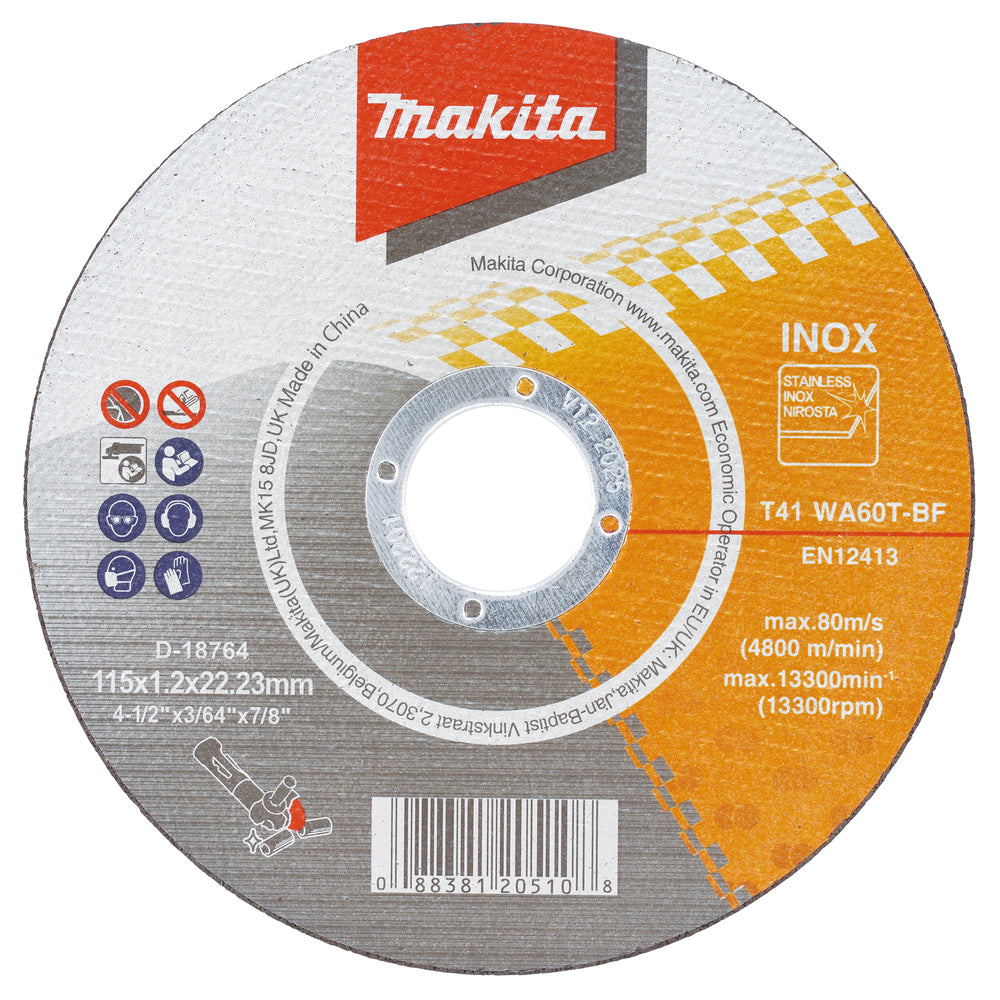 MAKITA 115 X 22.22 X 1MM TIN OF 10 STAINLESS STEEL