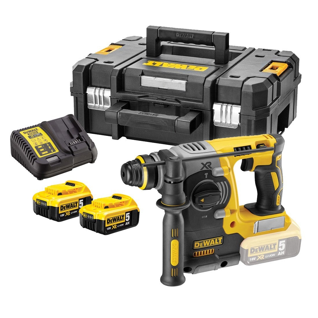 DEWALT 18V XR B/LESS SDS+ DRILL 2 X 5.0AH TSTAK
