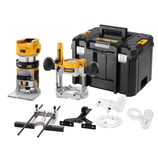 DEWALT DCW604 18V XR ROUTER C/W FIXED & PLUNGE BASE BODY