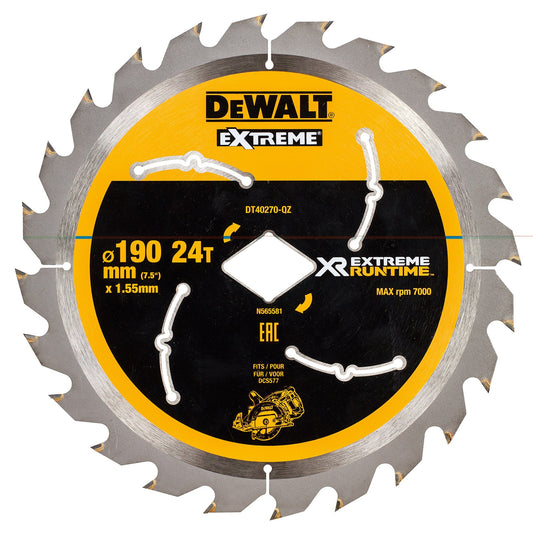 XR 190mm x Diamond Bore x 24T CIRCULAR SAW BLADE DCS577