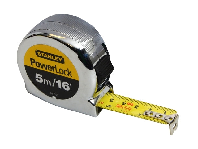 0-33-553 POWERLOCK TAPE 5M 5 METRE STANLEY SILVER