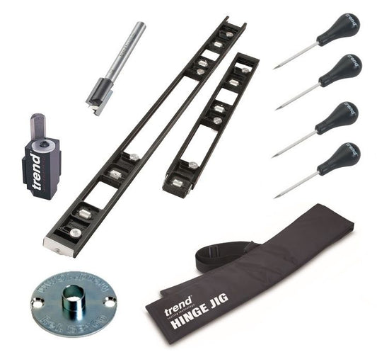 TREND HINGE JIG + C/CHISEL + BR04X1/4TC + BAG H/JIG/C