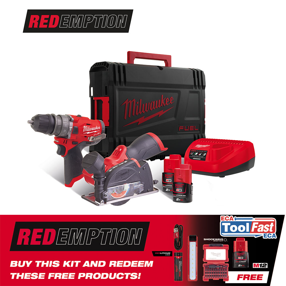 MILWAUKEE M12 12V FUEL TWIN M12FPDX M12FCOT 2 X 2.0AH