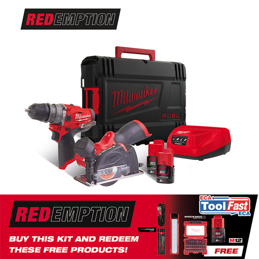 MILWAUKEE M12 12V FUEL TWIN M12FPDX M12FCOT 2 X 2.0AH