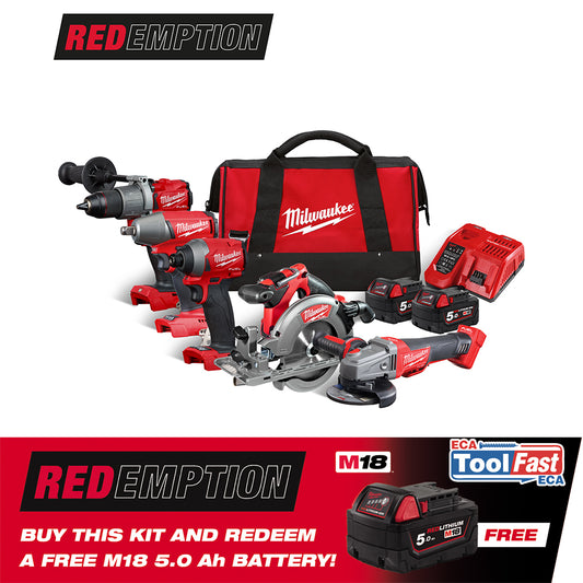 MILWAUKEE M18FPP5M M18 18V FUEL 5 PIECE KIT 2 X 5.0AH