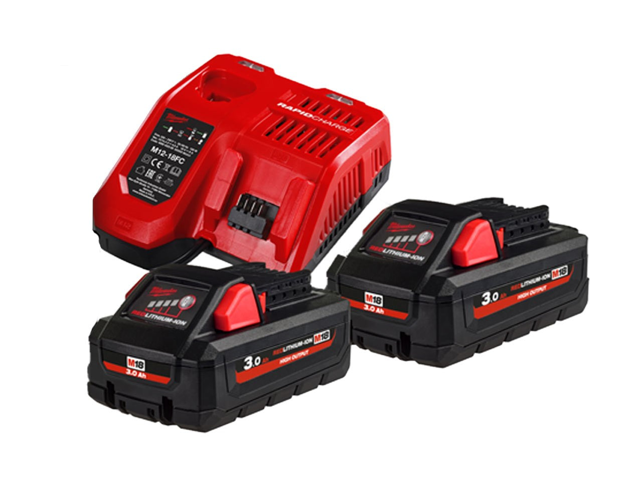 MILWAUKEE M18 18V HIGH OUTPUT PACK 2 X 3.0AH + M1218FC