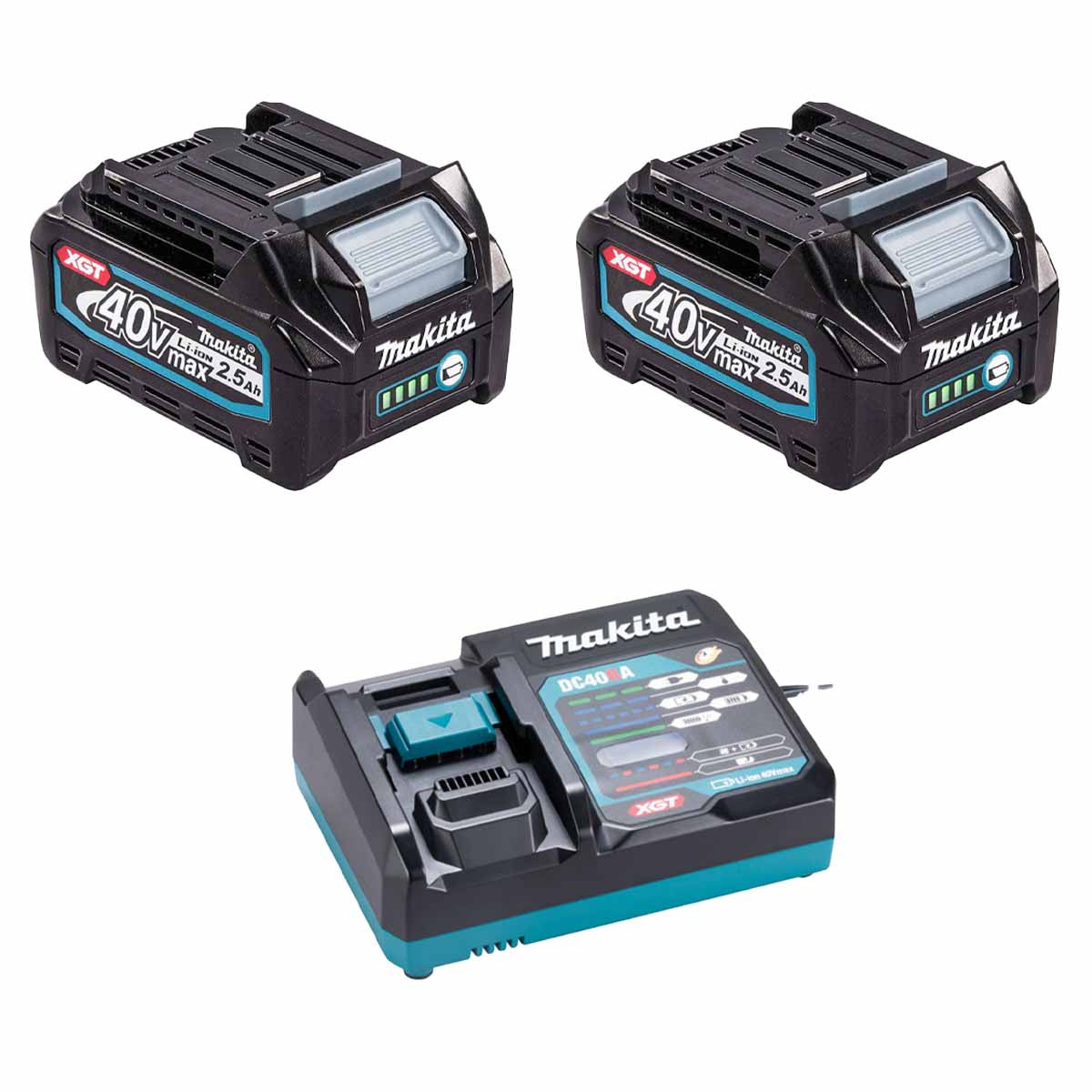 MAKITA BL4025 40V XGT 2.5AH BATTERY X 2 + DC40RA CHARGER