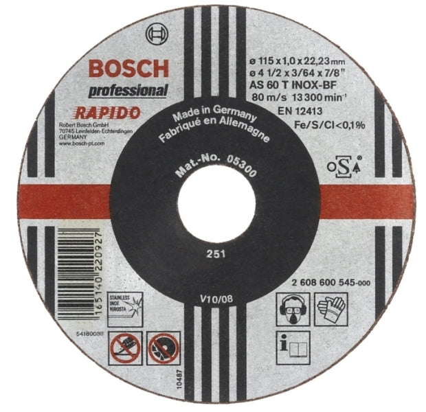 2608600711 BOSCH CUTTING DISC 230MM 22.23 RAPIDO 1.9MM