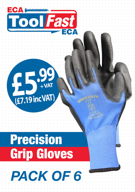 PU Glove (Blue/Black) XL Extra Large 6 Pack ECA LABEL