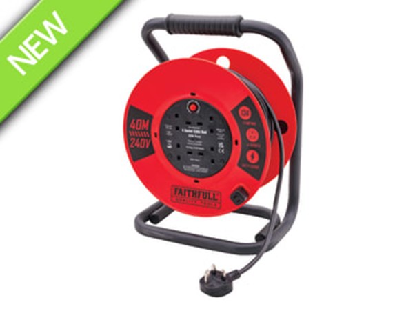 40m 13A Heavy Duty Cable Reel Faithfull