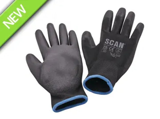 Scan Dipped PU Gloves 5 Pairs Large