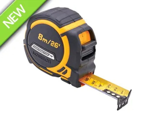 8m Contractors Tape with FREE Belt Clip Komelon