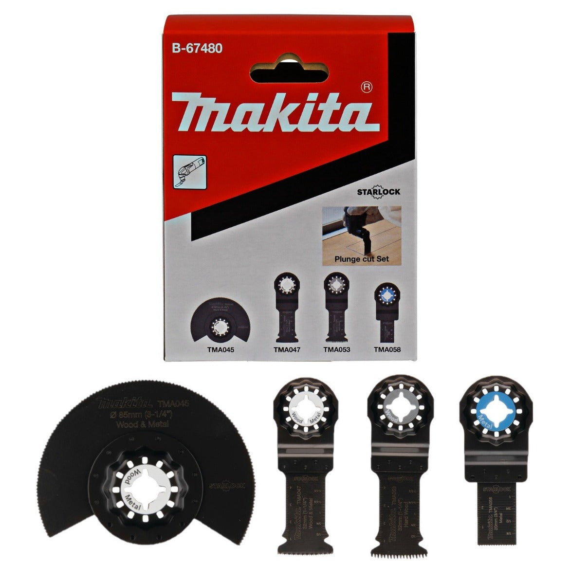 MAKITA B-67480 4 PCE PLUNGE CUT BLADE STARLOCK /PLUS/MAX
