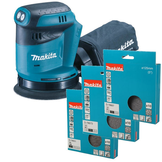 MAKITA DBO180Z 18V LXT SANDER BODY + 30 DISCS 80,120,180G