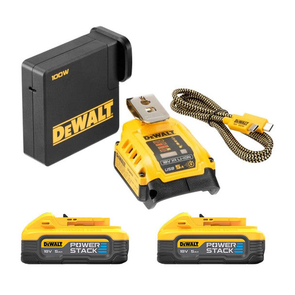 DEWALT DCB094H2 USB-C 2 X 5AH POWERSTACK CHARGING KIT