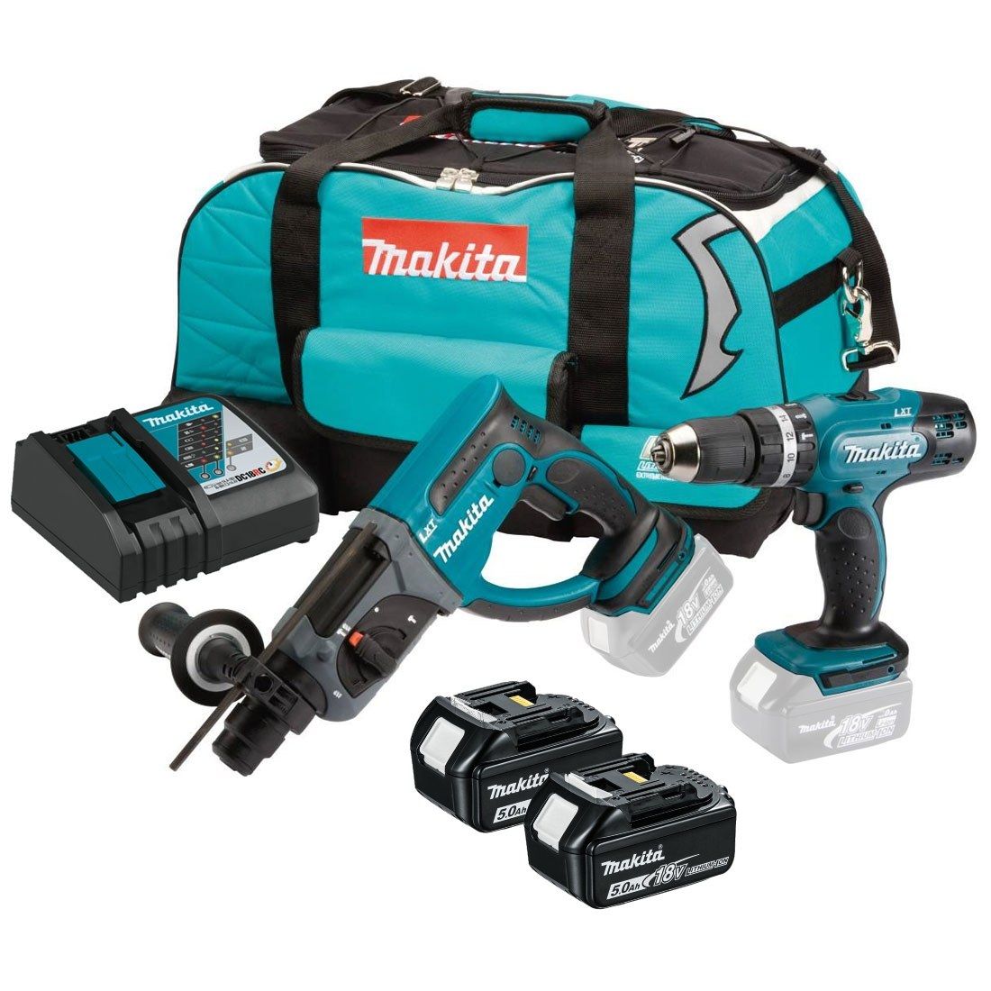 MAKITA DLX2025T 18V LXT TWIN KIT 2 X 5.0AH SDS COMBI
